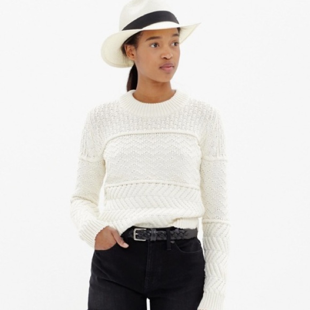 Madewell Cropped Cable Knit Sweater - M